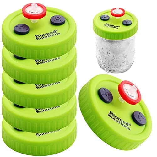 Biomed Solutions 86mm Wide Mouth Mushroom Lid | Food Grade PP, Green, 6 pcs thumbnail 1