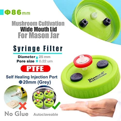 Biomed Solutions 86mm Wide Mouth Mushroom Lid | Food Grade PP, Green, 6 pcs thumbnail 2