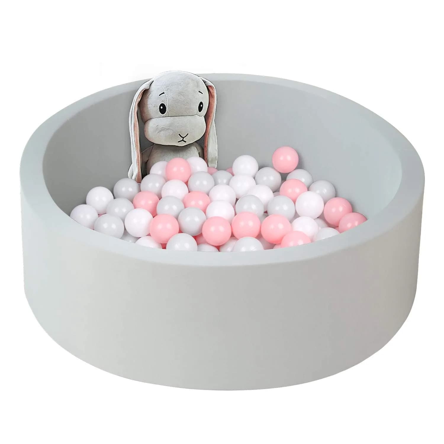 UHAPPYEE Soft Ball Pit for Toddler 35" x 12" Foam Round Ball Pool with Removable Cover Light Grey