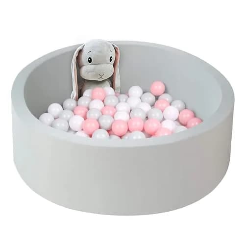 UHAPPYEE Soft Ball Pit for Toddler 35" x 12" Foam Round Ball Pool with Removable Cover Light Grey thumbnail 1