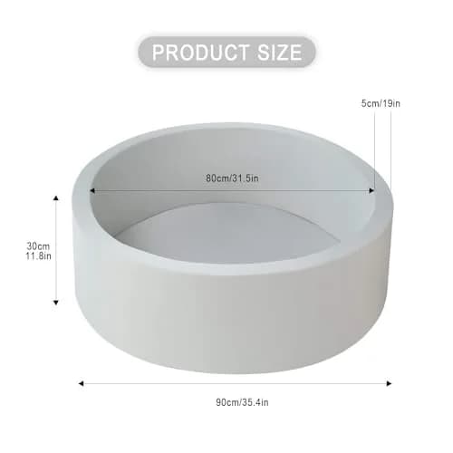 UHAPPYEE Soft Ball Pit for Toddler 35" x 12" Foam Round Ball Pool with Removable Cover Light Grey thumbnail 7