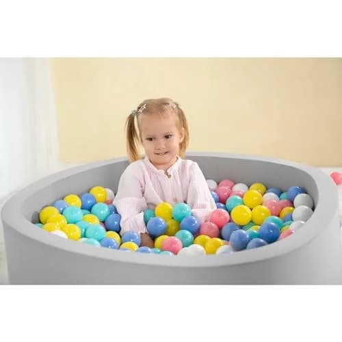 UHAPPYEE Soft Ball Pit for Toddler 35" x 12" Foam Round Ball Pool with Removable Cover Light Grey thumbnail 2