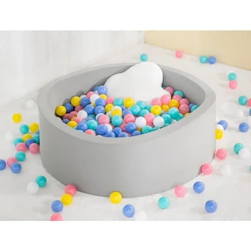 UHAPPYEE Soft Ball Pit for Toddler 35" x 12" Foam Round Ball Pool with Removable Cover Light Grey thumbnail 3