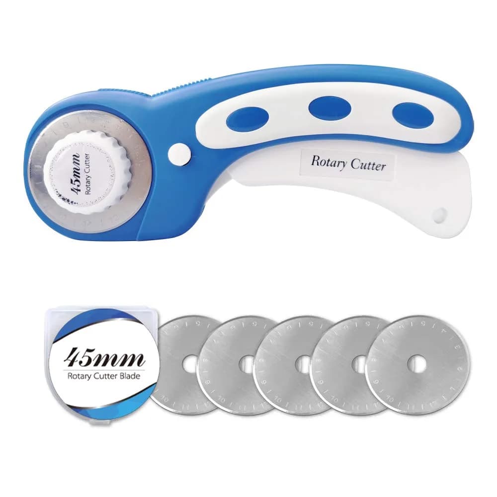 Headley Tools 45mm Rotary Cutter with 5pcs Extra Blades | Ergonomic Fabric & Craft Cutter — Blue
