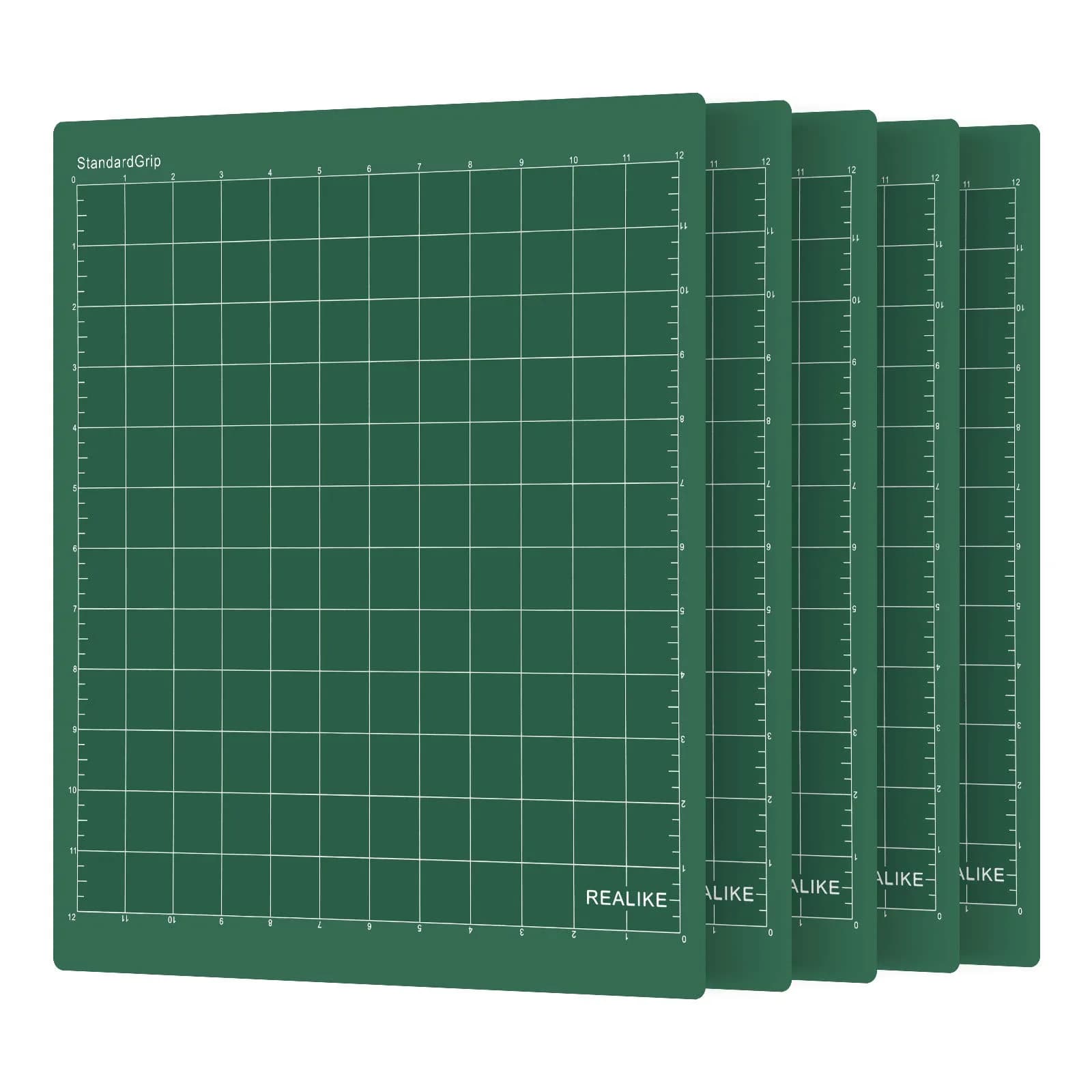 REALIKE 12x12 inch StandardGrip Cutting Mats (5 Mats, Green) - main product image