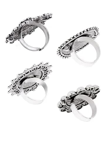 Yellow Chimes Women's Artistic Crafted Rings 3 PCS Combo (Oxidized Silver) | Statement Jewelry for Women thumbnail 7