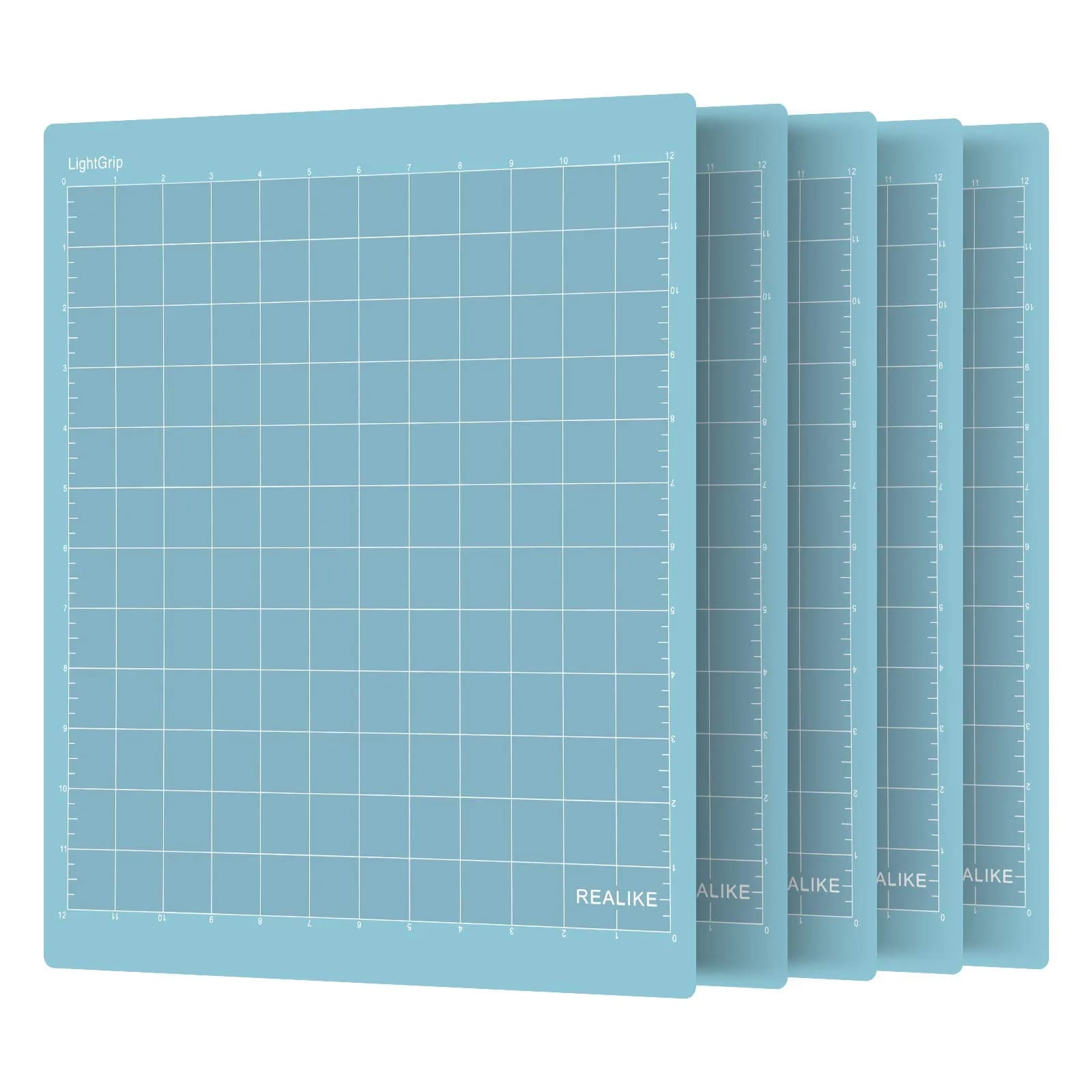 REALIKE 12x12 Inch Blue LightGrip Cutting Mats (5 Mats) for Cricut Crafts - main product image