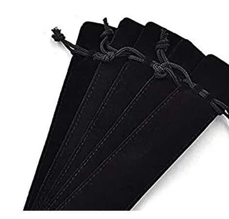 HORNO 20 PCS Velvet Drawstring Pen Pouch Sleeve Holder for Pens | Soft Velvet, Drawstring Closure, Classic Black, 17.5x3.5cm thumbnail 2