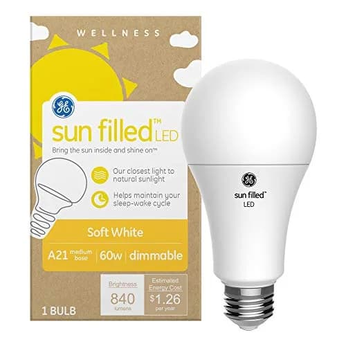 GE Sun Filled LED Light Bulb, Soft White, A21 Shape, 60W Equivalent, 1-Pack | Natural Sunlight LED for Home thumbnail 1