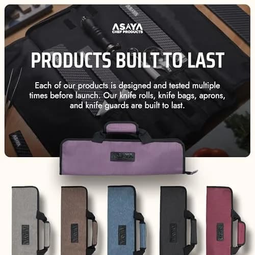 Asaya Chef Knife Roll Bag - 12-Pocket Travel Case for Kitchen Knives, Lightweight Stain-Resistant Nylon, Purple thumbnail 6