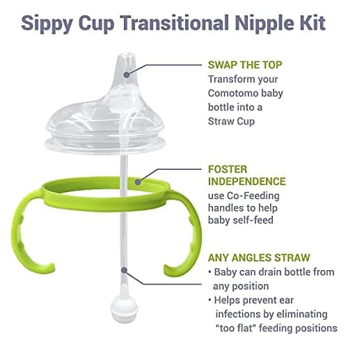 ANPEI Step 1 Transitional Weighted Straw and Handles Self-Feeding Kit Compatible with Comotomo Nipples | 6 Piece Set thumbnail 8