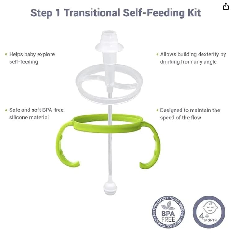 ANPEI Step 1 Transitional Weighted Straw and Handles Self-Feeding Kit Compatible with Comotomo Nipples | 6 Piece Set thumbnail 3
