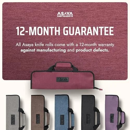 Asaya Chef Knife Roll Bag - 12-Pocket Travel Case for Kitchen Knives, Lightweight Stain-Resistant Nylon, Red | Secure & Portable thumbnail 6