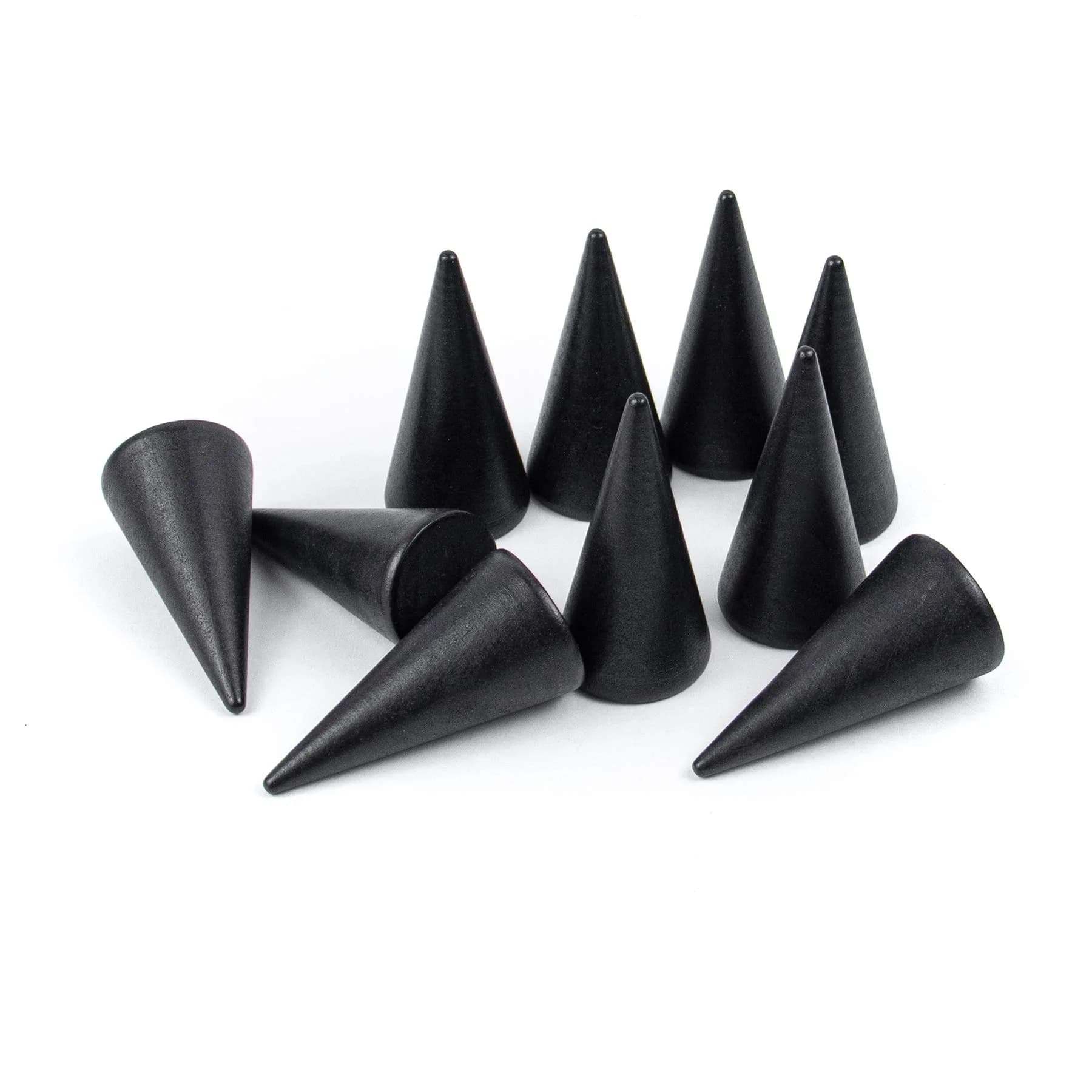 AUEAR Black 10 Pack Wood Cone Ring Holder Stand | Compact Size for Jewelry Display - view 9