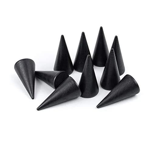 AUEAR Black 10 Pack Wood Cone Ring Holder Stand | Compact Size for Jewelry Display thumbnail 9