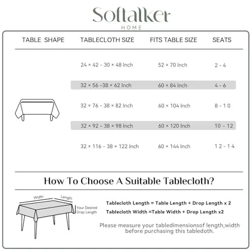 Softalker Jacquard Rectangle Tablecloth 52 x 70 Inch | Elegant Damask Design for Dining thumbnail 7