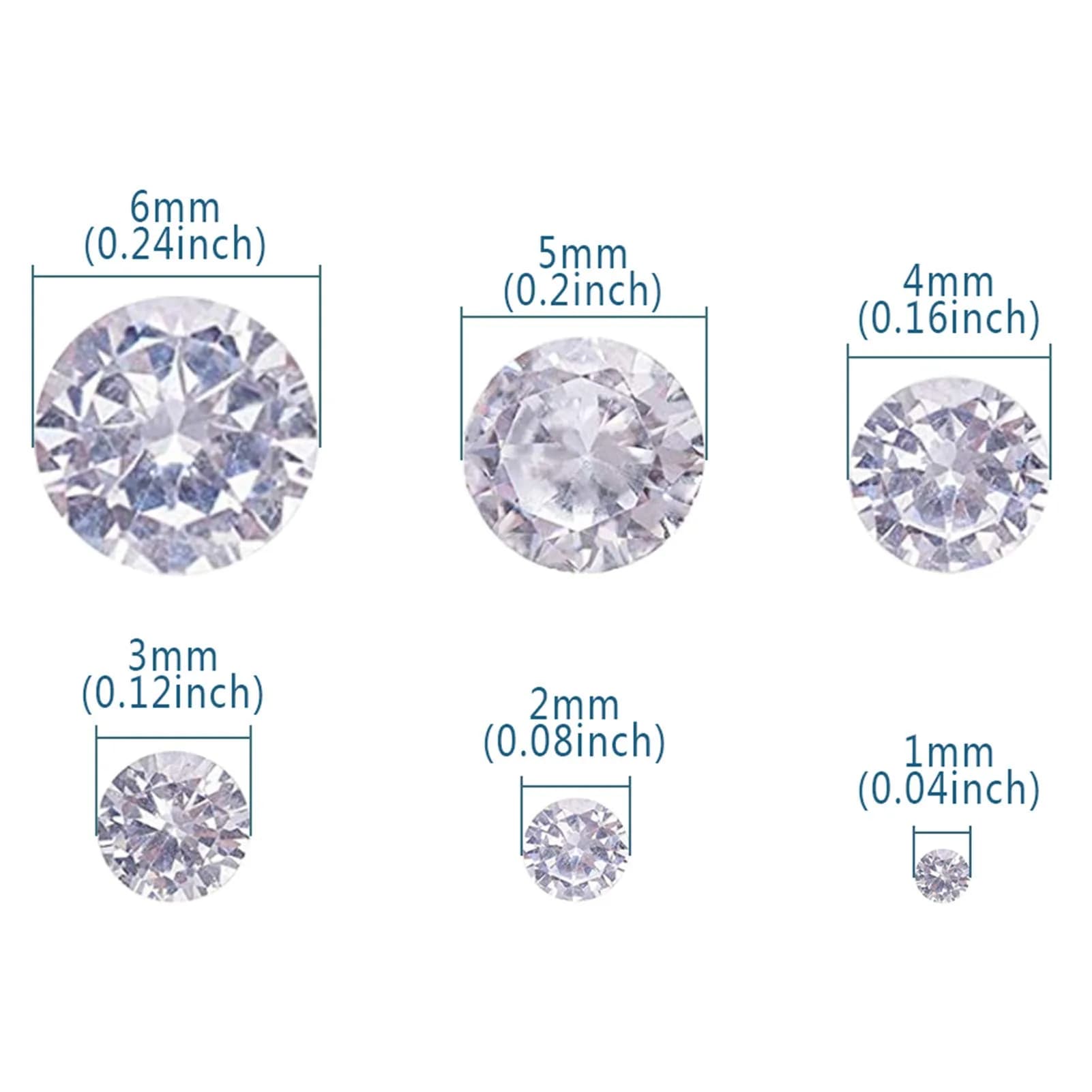 Jaydis Clear Cubic Zirconia Stones 60pcs (1-6mm) | Faceted Rhinestones for Jewelry Making - view 2