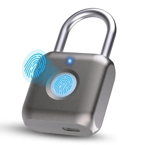 Pothunder Fingerprint Smart Padlock Lock Gray | Biometric Keyless Thumbprint Lock 62g (2.2 oz) thumbnail 1