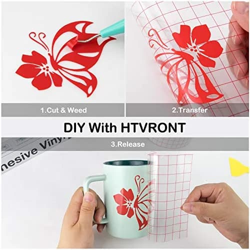 HTVRONT Glossy Red Permanent Vinyl Roll 3.65m (12in x 14FT) | Waterproof & Easy Cut for Crafts thumbnail 6