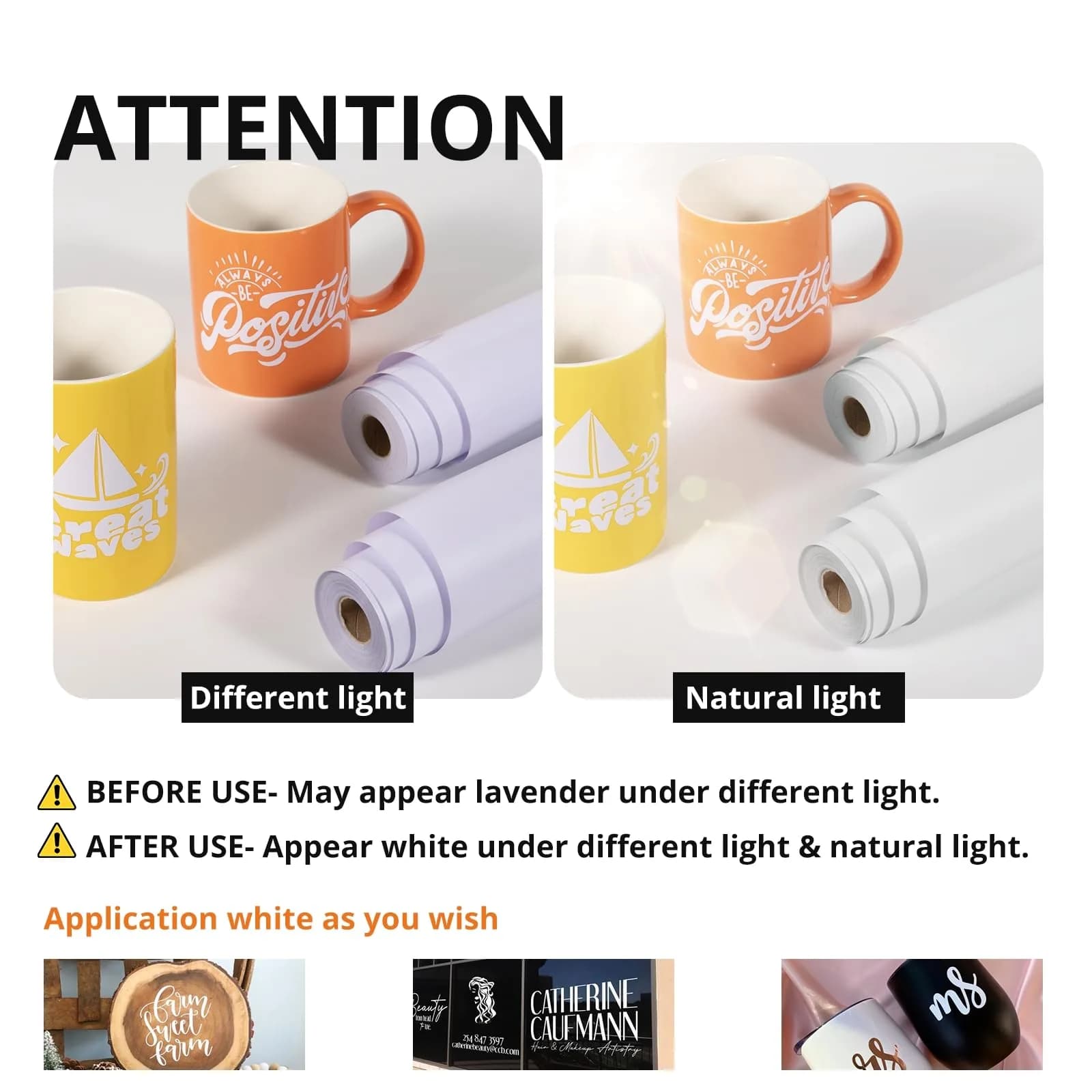 HTVRONT Matte White Permanent Vinyl Roll 3.65m (12" x 14FT) | Waterproof & Easy to Cut for Decals & Signs - view 5