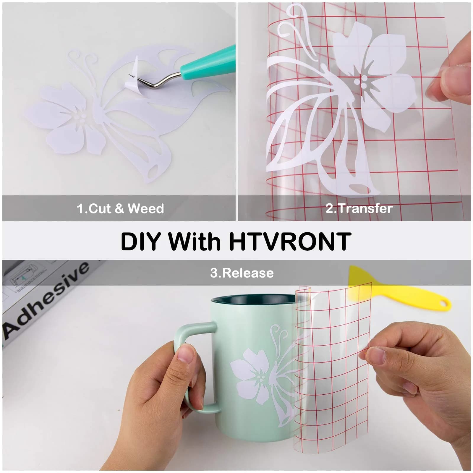 HTVRONT Matte White Permanent Vinyl Roll 3.65m (12" x 14FT) | Waterproof & Easy to Cut for Decals & Signs - view 7