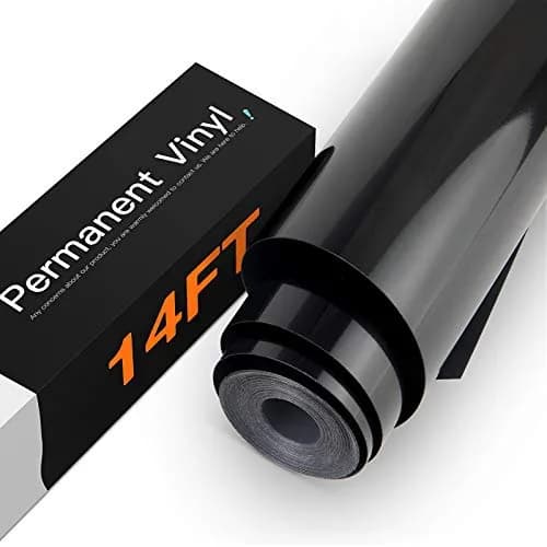 HTVRONT Glossy Black Permanent Vinyl Roll 30cm x 4.27m (12" x 14FT) | Waterproof & Easy Weed for Crafts thumbnail 1