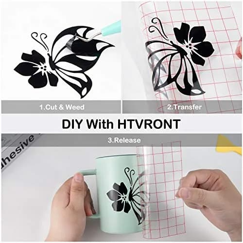 HTVRONT Glossy Black Permanent Vinyl Roll 30cm x 4.27m (12" x 14FT) | Waterproof & Easy Weed for Crafts thumbnail 7