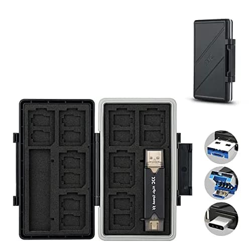 JJC 24-Slot Memory Card Case Holder with USB 3.0 Card Reader | Stores 16 Micro SD & 8 SD Cards thumbnail 1