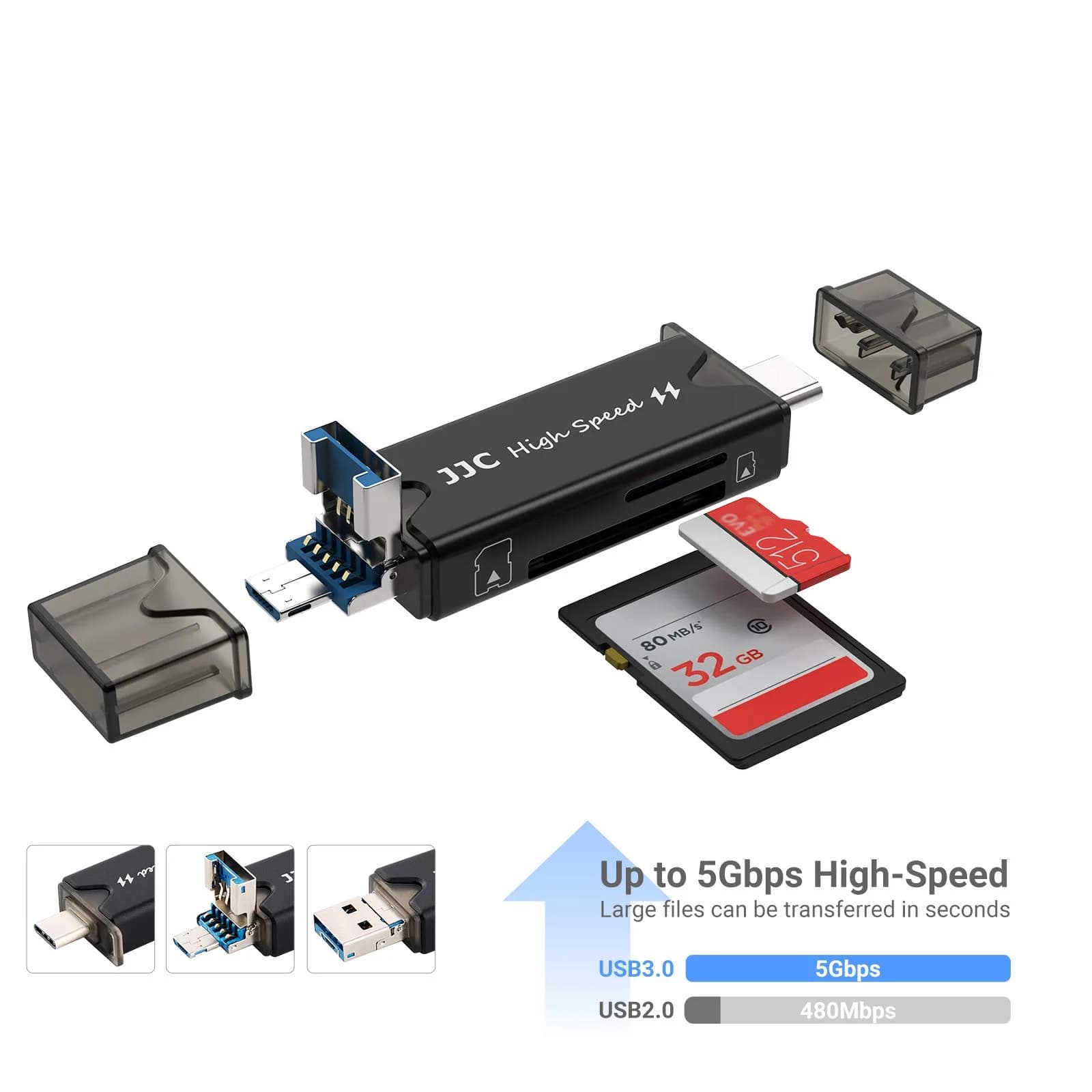 JJC 24-Slot Memory Card Case Holder with USB 3.0 Card Reader | Stores 16 Micro SD & 8 SD Cards - view 2