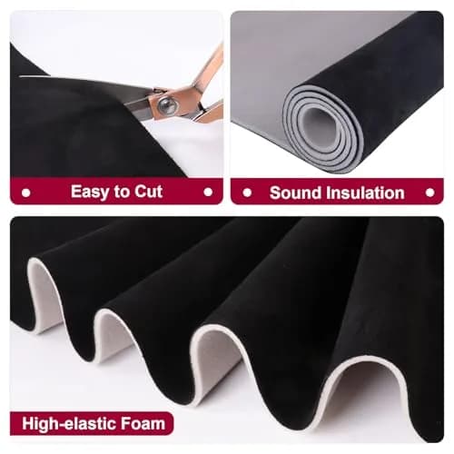 SBWLKJ Black Suede Headliner Fabric 60" Wide by 72" with Foam Backing | Automotive Interior Replacement thumbnail 3
