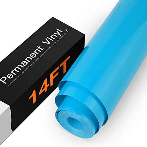 HTVRONT Glossy Light Blue Permanent Vinyl Roll 12in x 14ft (30.48cm x 4.27m) | Waterproof & Easy Cut for Crafts — Light Blue