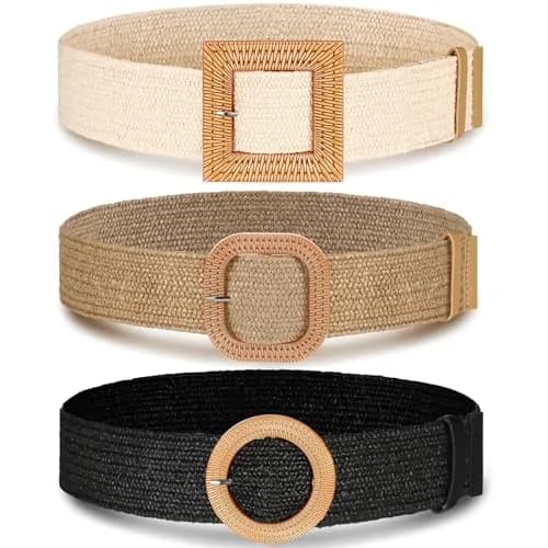 Syhood Woven Belt Dress, Fit Waist Size Below 40'' | Bohemian Elastic Waist Belt for Women thumbnail 1