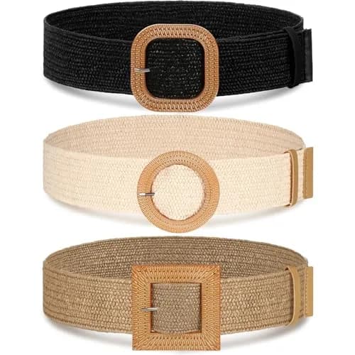Syhood Woven Belt Dress, Fit Waist Size Below 31'' | Bohemian Style Adjustable Waist Belt — Black, Khaki, Apricot