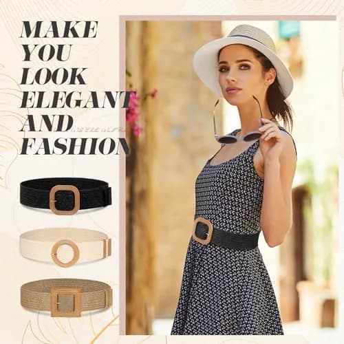 Syhood Woven Belt Dress, Fit Waist Size Below 31'' | Bohemian Style Adjustable Waist Belt thumbnail 5