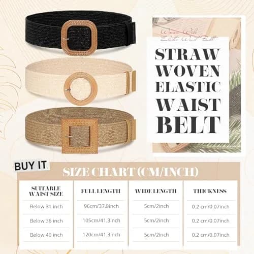 Syhood Woven Belt Dress, Fit Waist Size Below 31'' | Bohemian Style Adjustable Waist Belt thumbnail 2