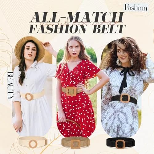Syhood Woven Belt Dress, Fit Waist Size Below 31'' | Bohemian Style Adjustable Waist Belt thumbnail 4