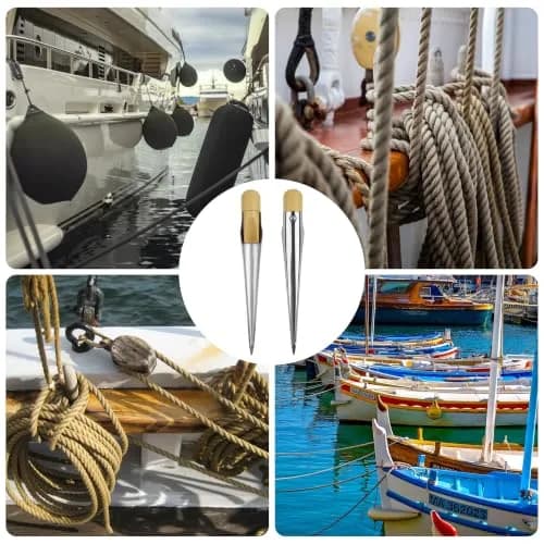 AGOOL Rope Splicing FID Stainless Steel Spike with Wooden Handle for Wire 1/8" 1/2" 1" | Durable Marine Hardware thumbnail 8