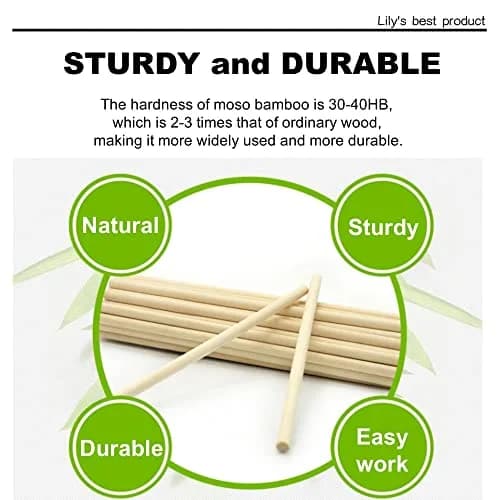 HOPELF Bamboo Dowel Rods 6mm (1/4") x 30cm (12") - 50 Pack | Unfinished Wood for Crafts & DIY Projects thumbnail 2