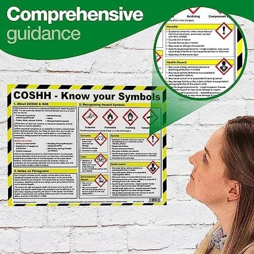 Safety First Aid COSHH Know Your Symbols Poster A3 Laminated | Safety Awareness for Indian Workplaces thumbnail 3