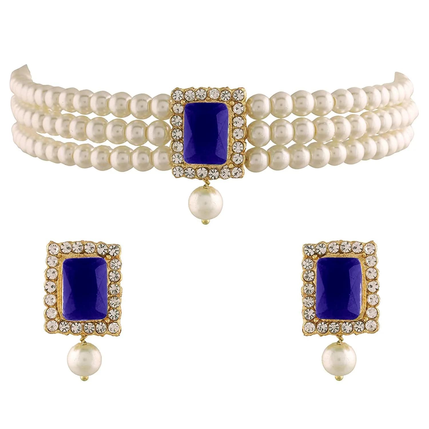 I Jewels Wedding Bollywood Pearl Pearl Choker Necklace & Earring Set for Women (Style 20) | Traditional & Modern Elegance — Style 20