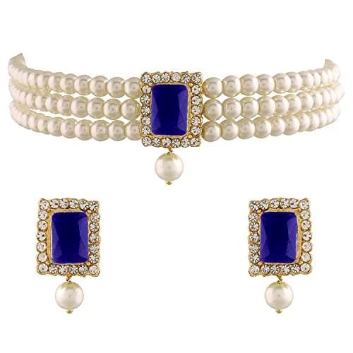 I Jewels Wedding Bollywood Pearl Pearl Choker Necklace & Earring Set for Women (Style 20) | Traditional & Modern Elegance thumbnail 1