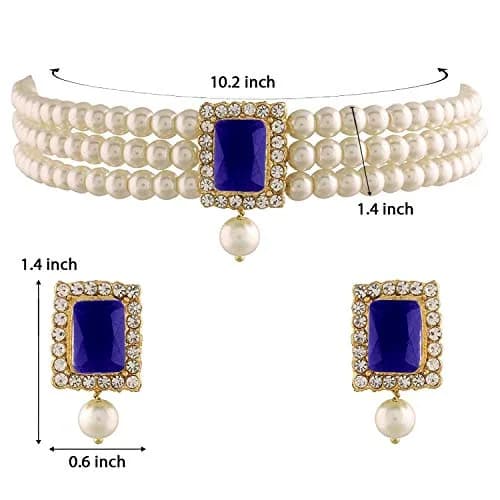 I Jewels Wedding Bollywood Pearl Pearl Choker Necklace & Earring Set for Women (Style 20) | Traditional & Modern Elegance thumbnail 4