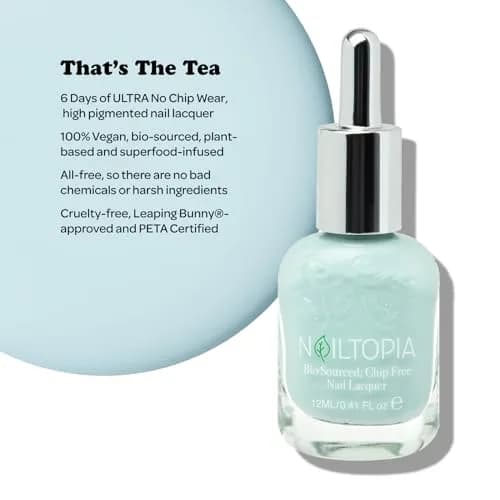 Nailtopia Bio-Sourced Nail Lacquer 'That's The Tea' 12ml (0.41 Fl Oz) | 85% Plant-Based, Vegan, Chip-Free Wear thumbnail 2