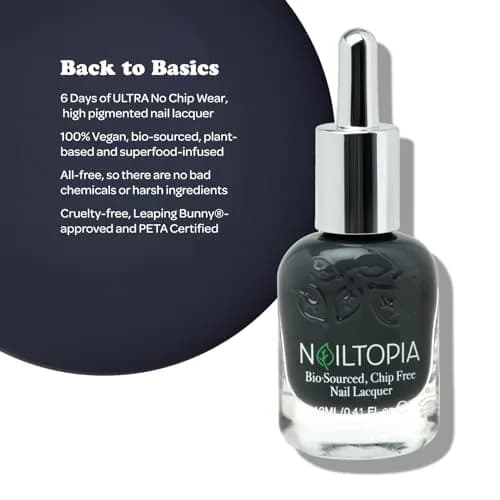 Nailtopia Plant-Based Chip Free Nail Lacquer Back to Basics Dark Grey 12ml (0.41 fl oz) | 85% Bio-Sourced, Non-Toxic, Vegan thumbnail 2