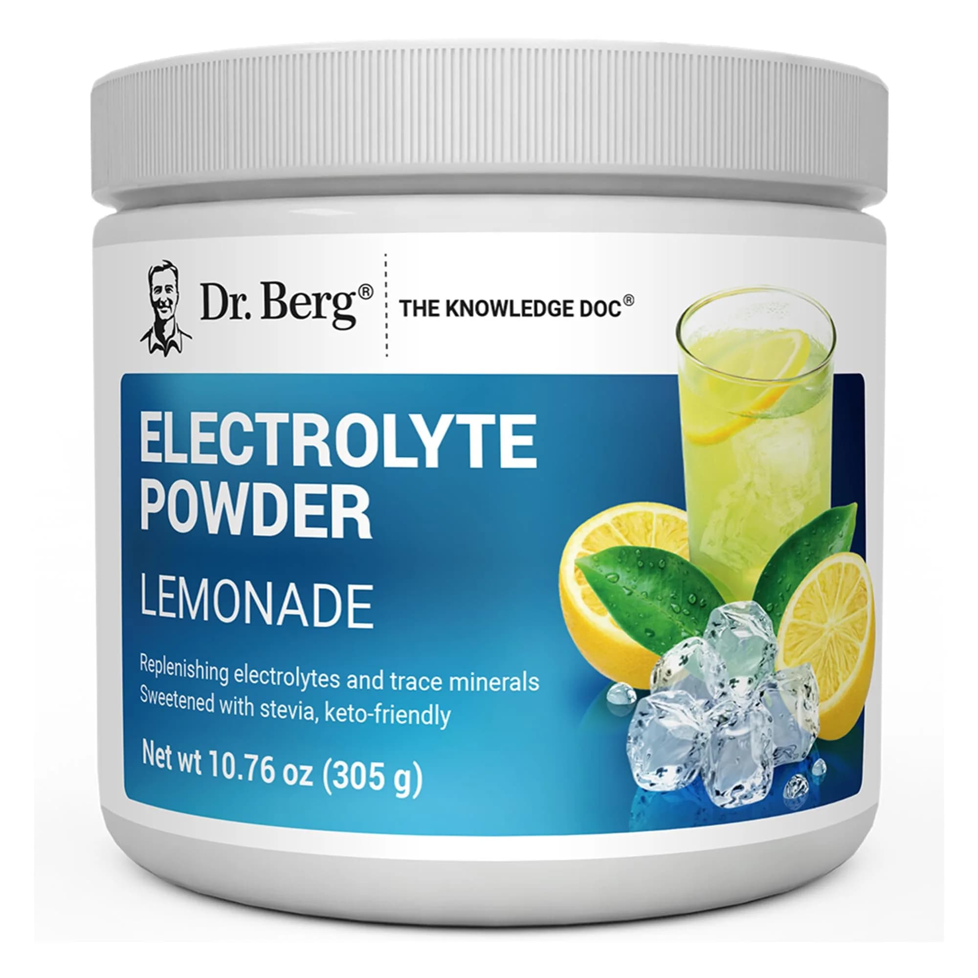Dr. Berg Nutritionals Lemonade Keto Electrolyte Powder - 50 Servings, Zero Sugar, 1000mg Potassium - main product image