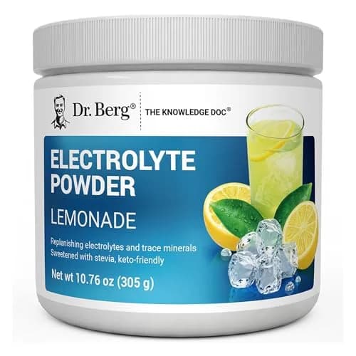 Dr. Berg Nutritionals Raspberry Lemon Keto Electrolyte Powder 330g (11.6 Oz) | 1000mg Potassium, Zero Sugar — Lemonade - 50 Servings