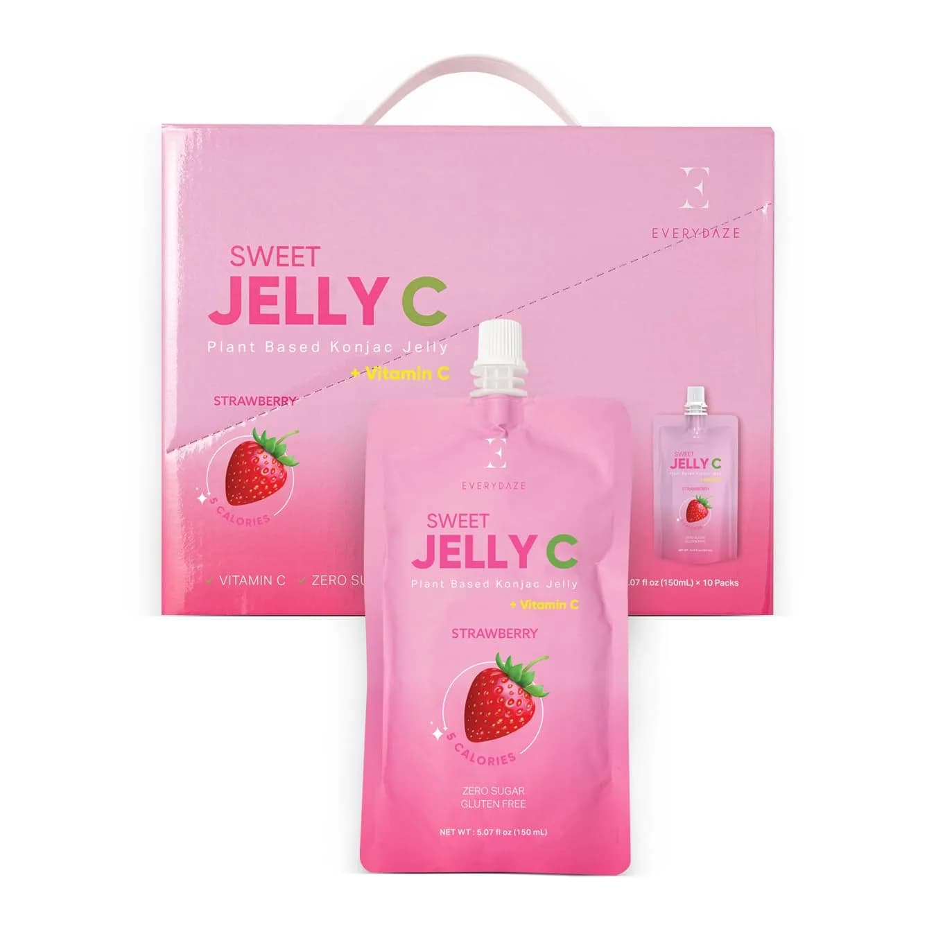 E EVERYDAZE Sweet Jelly C Konjac Jelly | Vegan, Gluten Free, Sugar Free, Low Calorie | Strawberry