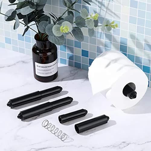 Shappy Black 4 Pcs Toilet Paper Holder Replacement Rods | Universal Spring Loaded for Bathroom Fixtures thumbnail 4
