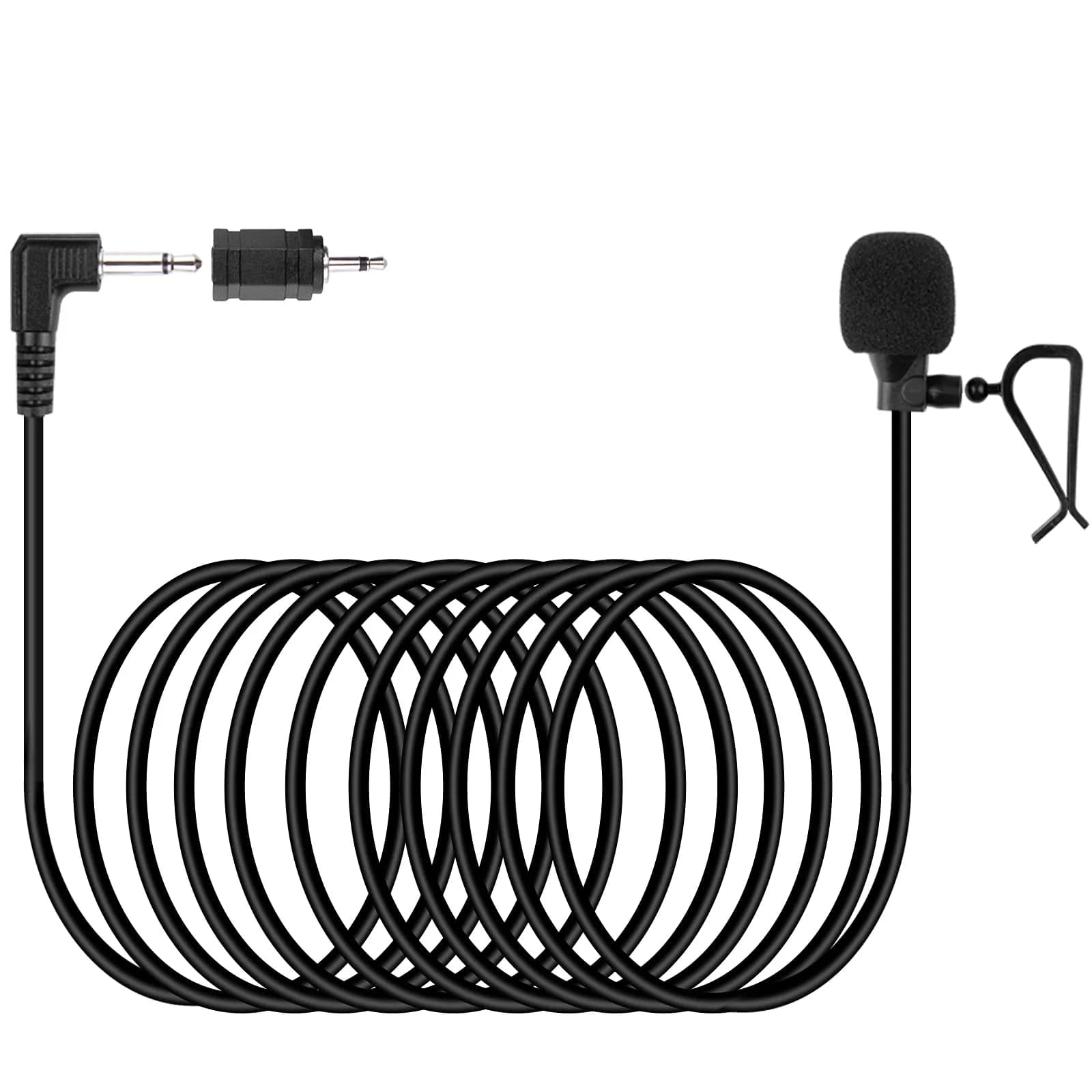 weishan 3.5mm Car Microphone 16ft (5m) External Mic with 2.5mm Adapter | Omni-Directional for Car Stereo Receivers - main product image