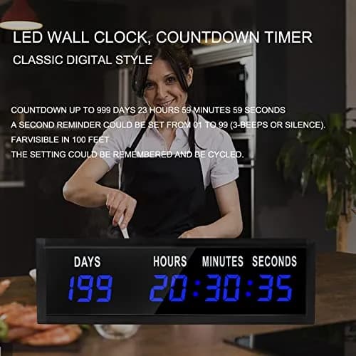 Jhering LED Countdown Clock with Remote, 1.8" Blue Display, 364-Day Countdown | Modern Digital Timer for Home & Office thumbnail 5